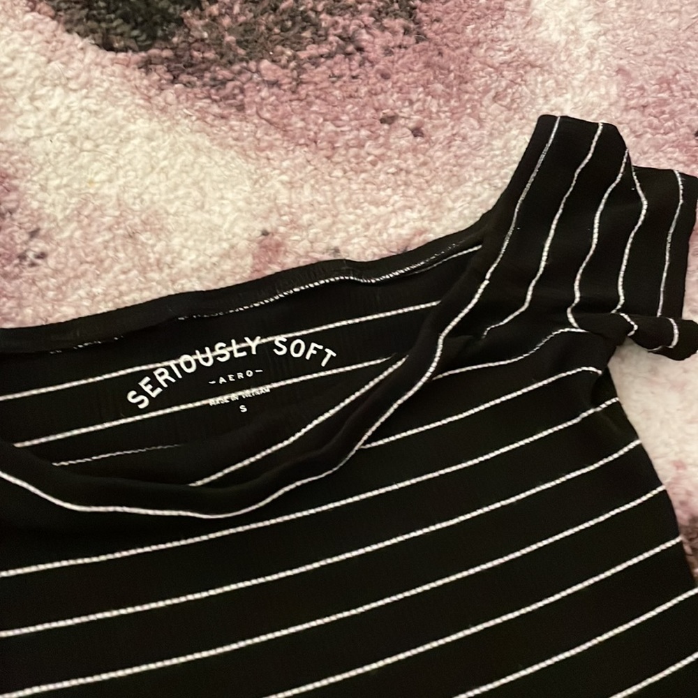 Matching pair black and white striped shirt and mini skirt - Picture 3 of 3
